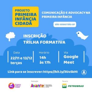 Estão abertas inscrições para trilha formativa do projeto Primeira Infância Cidadã (Pic)