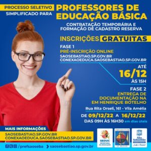 Prefeitura de São Sebastião abre processo seletivo simplificado para contratação temporária de professores