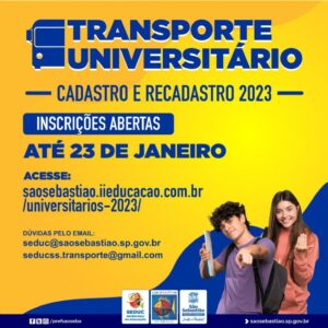 Prazo de inscrições para cadastramento e recadastramento do transporte universitário em São Sebastião encerra nesta segunda (23)