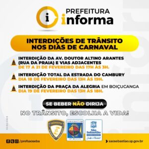 Prefeitura informa interdições de ruas no Centro e Costa Sul, por conta das festividades do Carnaval