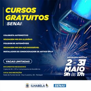 Fundo Social de Ilhabela abre inscrições de novos cursos em parceria com Senai