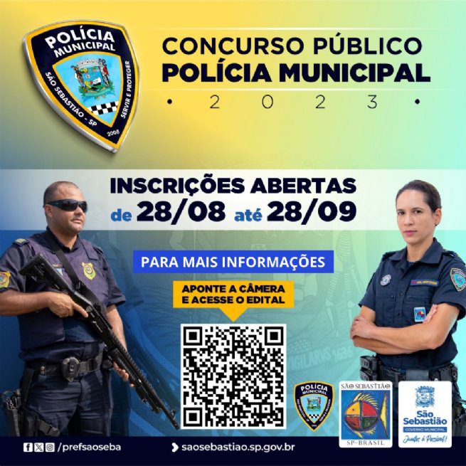 Concurso público da Polícia Municipal de São Sebastião já registra mais de 2 mil inscritos