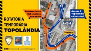 Obras de novo viaduto tem rotatória provisória no acesso para Topolândia e Costa Sul de São Sebastião
