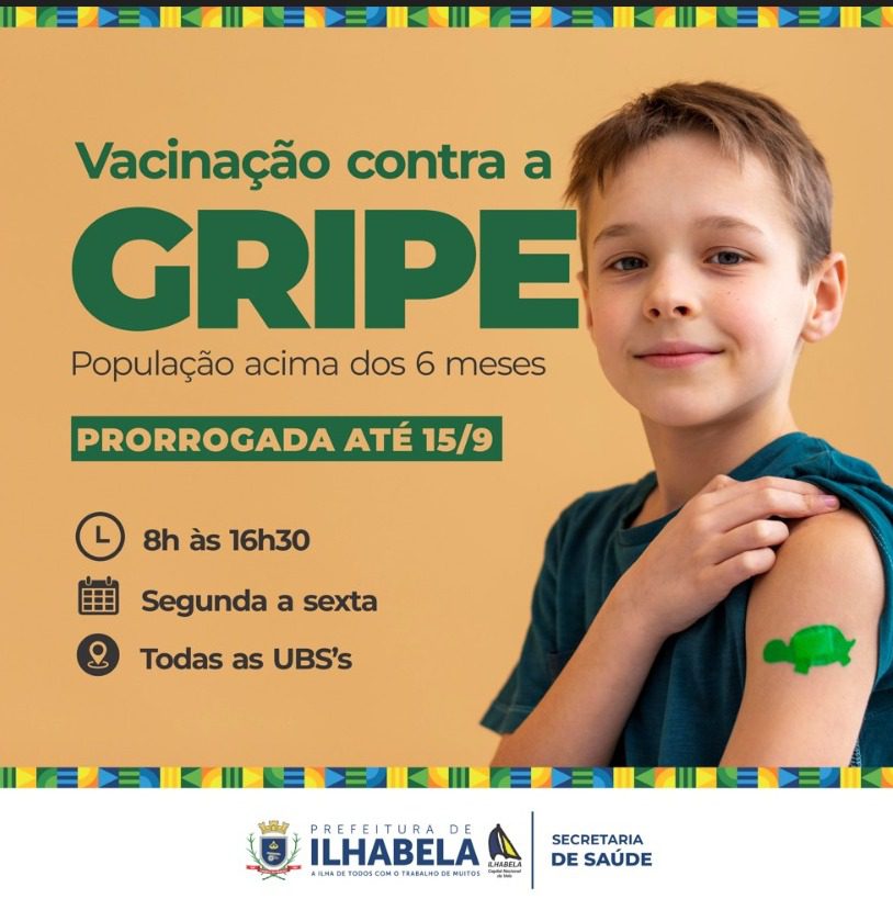 Campanha de Vacinação contra Influenza segue até 15 de setembro em Ilhabela