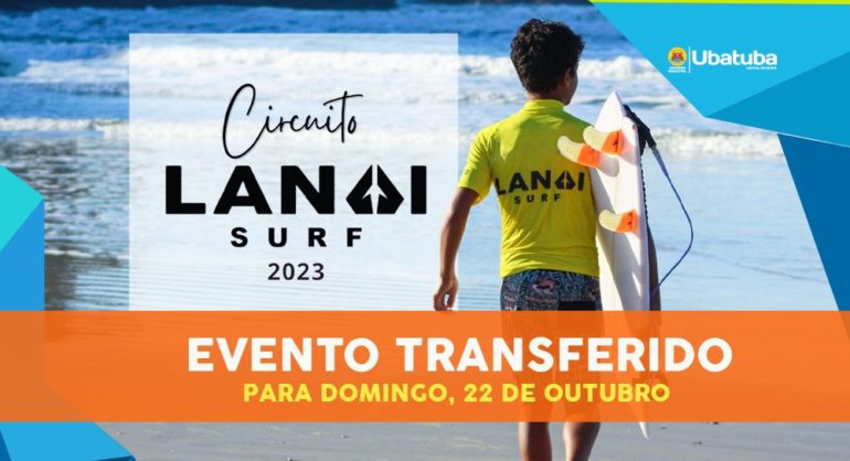 AUS (Associação Ubatuba de Surf), informa que a 3ª etapa do Circuito Lanai de Surf 2023, inicialmente agendada para este sábado, 21 de outubro, na Praia Grande, foi transferida para o domingo, no mesmo local, com início às 7h30 da manhã. A mudança ocorreu devido às condições climáticas.