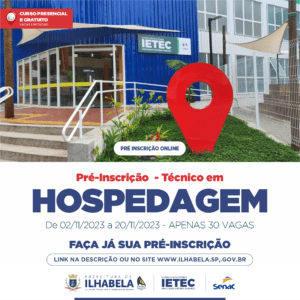 Abertas pré-inscrições para curso Técnico em Hospedagem
