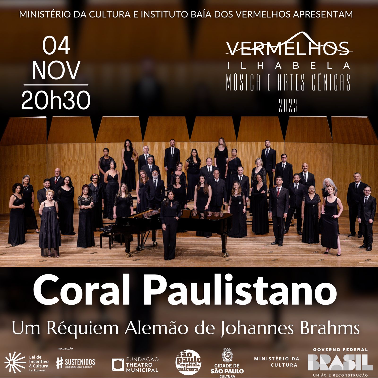 Coral Paulistano apresentará no Teatro de Vermelhos uma das obras essenciais do repertório universal. Dia 04/11 as 20:30h