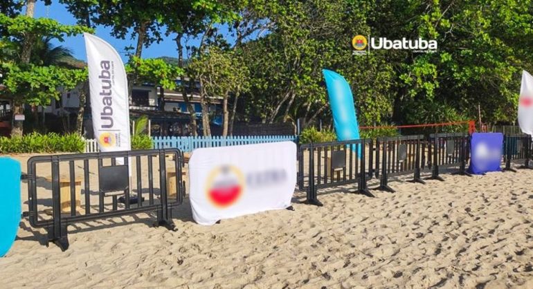 Secretaria Municipal de Urbanismo, informa que as medidas administrativas já foram tomadas contra a instalação de uma estrutura esportiva no canto esquerdo da praia Toninhas, montada na noite de terça-feira, dia 26.