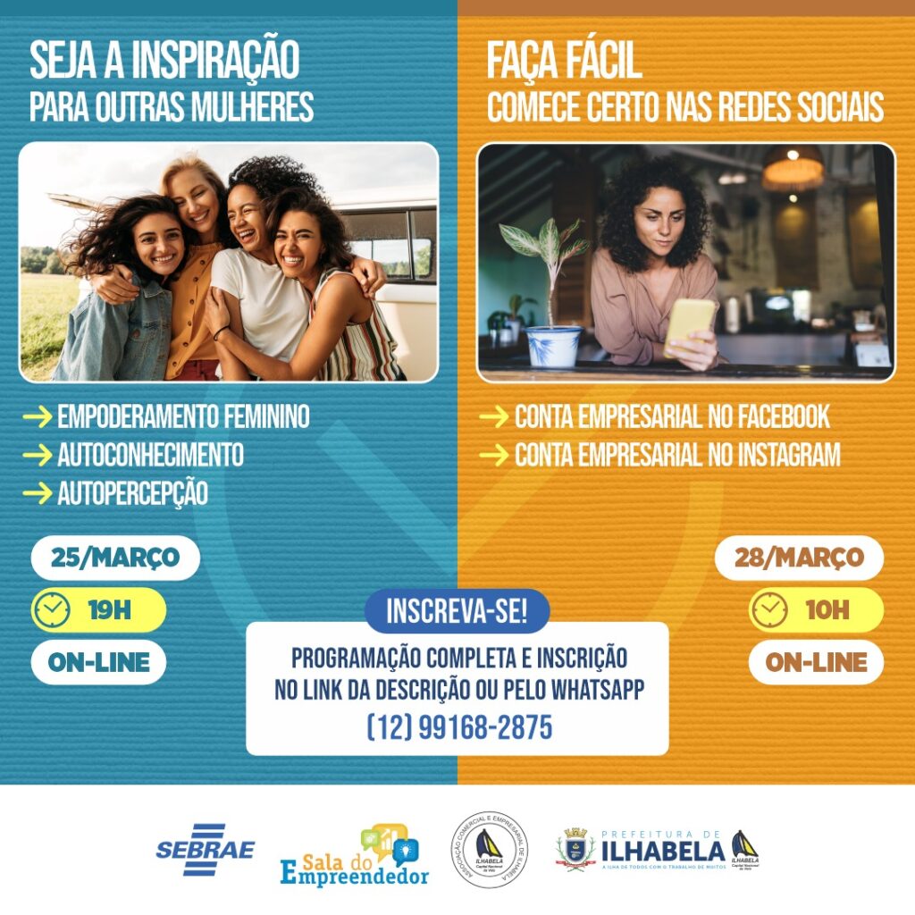 O Posto Sebrae Aqui Ilhabela e a Sala do Empreendedor estão unindo forças para inspirar e capacitar mulheres empreendedoras!