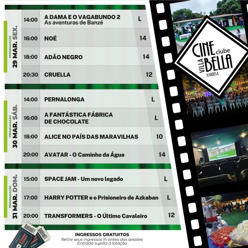 #Arte - Conheça a programação de filmes do Cine Villa Bella & Clube para o fim de semana. Destaque para Cruella e Avatar - O Caminho da Água.