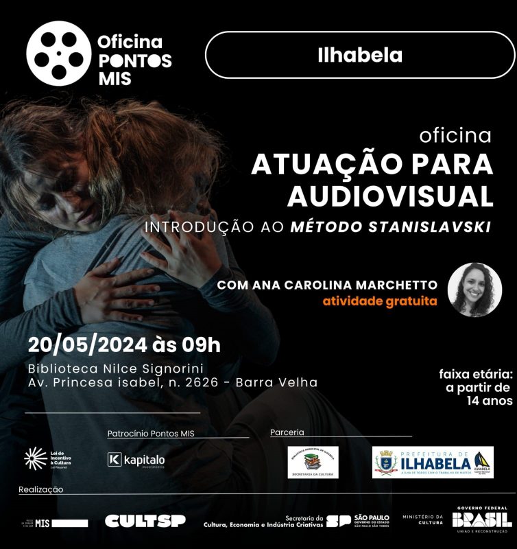 Aprenda sobre o método Stanislavski na Oficina Atuação para Audiovisual do Pontos MIS. Inscrições gratuitas pelo telefone (12) 3896-8383.