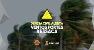 Ubatuba tem novo alerta de ventos fortes e ressaca