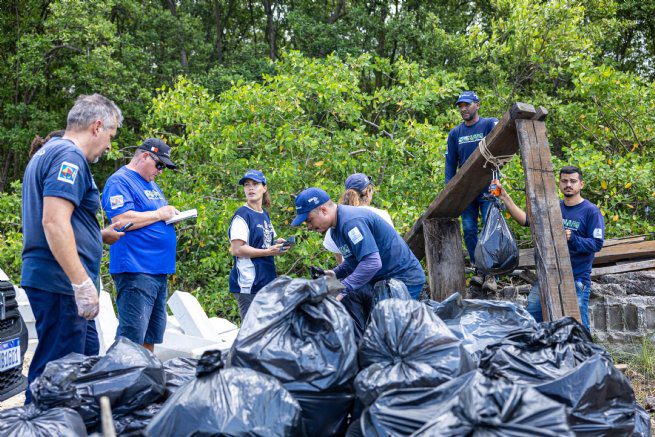 Ação ambiental remove mais de 600 kg de lixo dos manguezais em São Sebastião