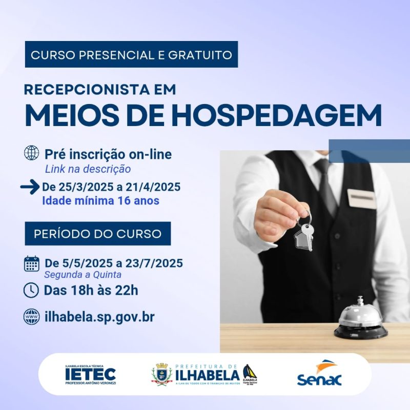 IETEC de Ilhabela Abre Pré-Inscrições para Curso de Recepcionista em Meios de Hospedagem