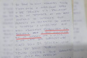 O empresário Renê da Silva Nogueira Júnior, de 47 anos, que matou a tiros o gari Laudemir de Souza Fernandes, de 44 anos, escreveu uma carta (foto em destaque)