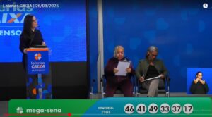 Caixa sorteia as seis dezenas da Mega-Sena; próxima rodada vai ocorrer nesta quinta-feira, 28 | Foto: Reprodução/YouTube/@Caixa