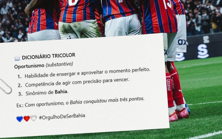 Após polêmica por Kauê Furquim, Bahia provoca o Corinthians: ‘Triunfo oportunista’