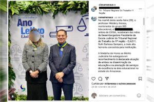 Justiça do Trabalho no Amazonas homenageia denunciado por pedofilia