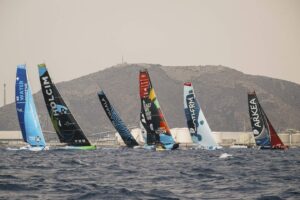 The Ocean Race Europe : Sob céu ensolarado em Cartagena, sete veleiros IMOCA de última geração partiram rumo a Nice, França,
