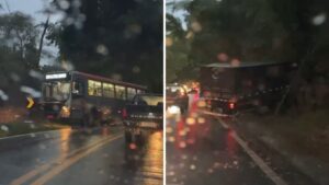 Acidente entre ônibus e caminhão deixa cinco feridos em Rod. Monteiro Lobato, em São José dos Campos