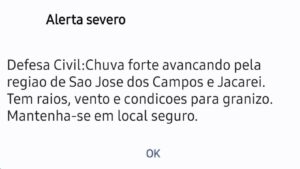 Defesa Civil emite 'alerta severo' para risco de temporal com raios, ventania e granizo em São José, Taubaté e Jacareí