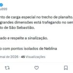 Carga especial atravessa planalto em direção ao Porto