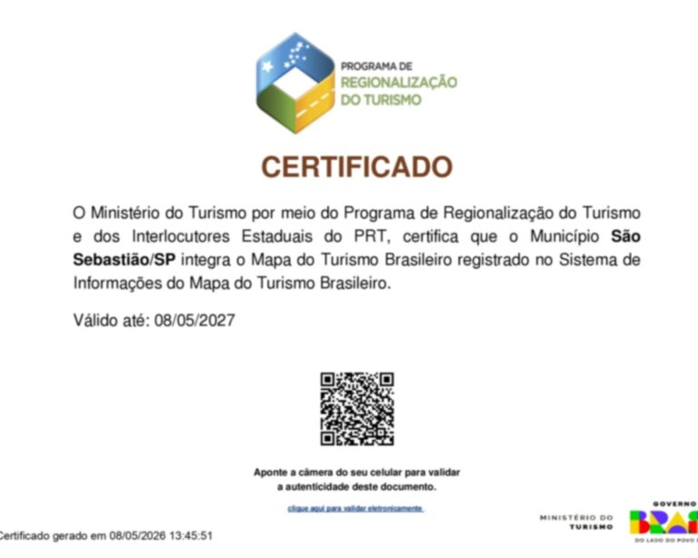 São Sebastião é certificado como integrante do Mapa