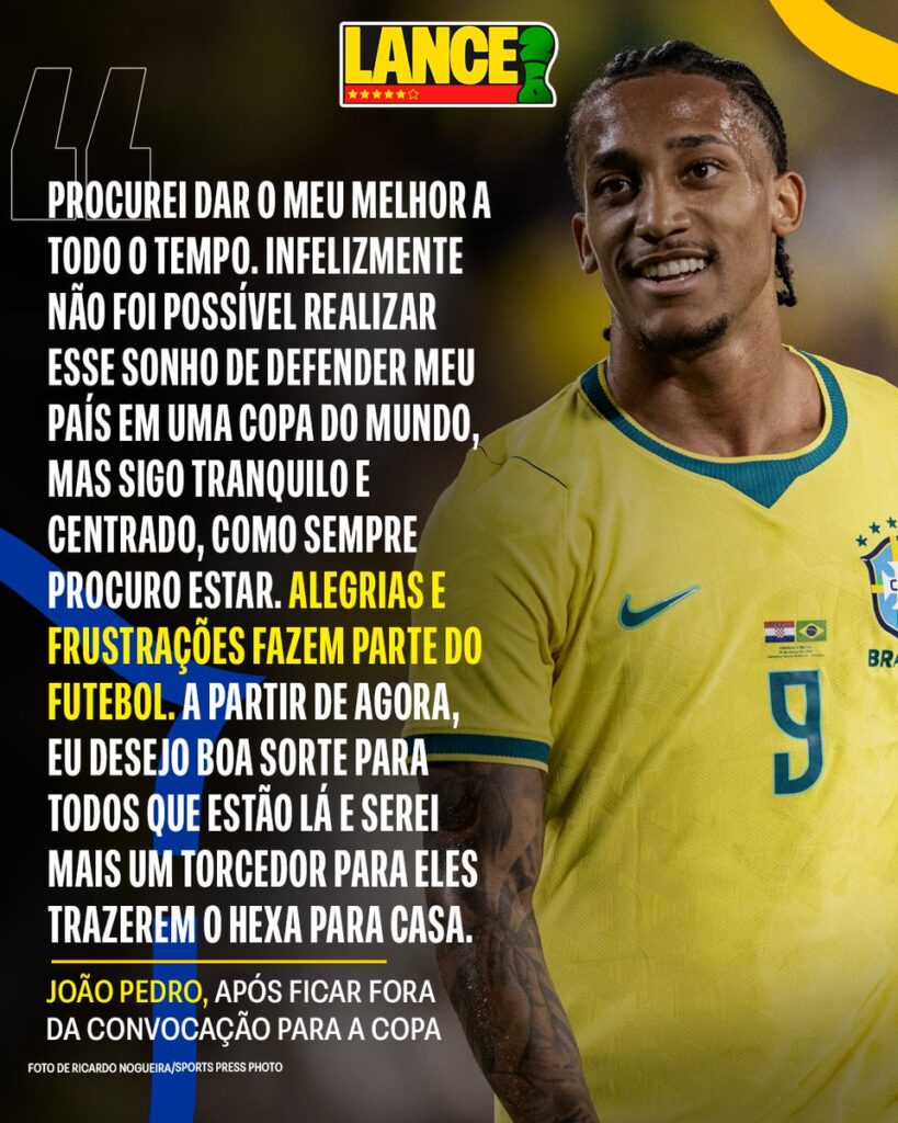 João Pedro lamenta não convocação para Copa do Mundo