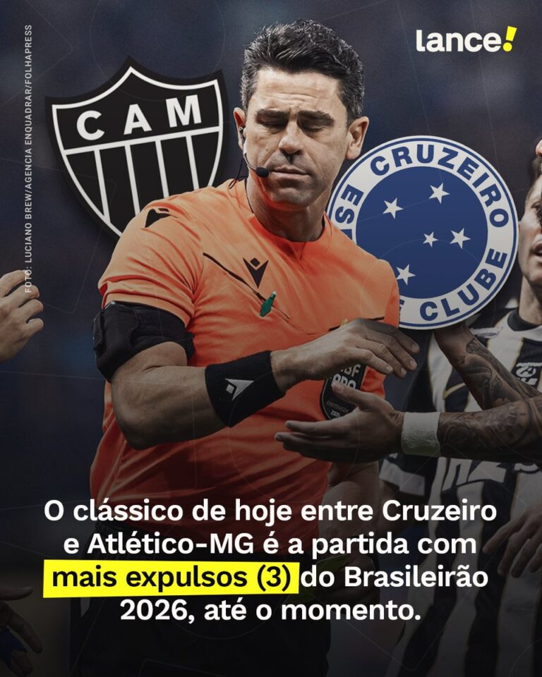 Clássico entre Cruzeiro e Atlético-MG lidera expulsões no Brasileirão