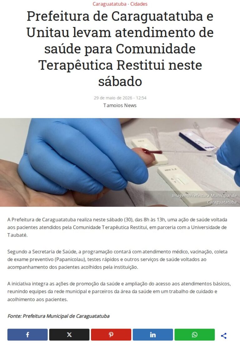 Caraguatatuba leva atendimento de saúde a Comunidade Terapêutica