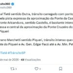 Trânsito carregado na Marginal Tietê
