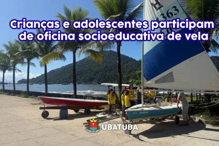 Crianças e adolescentes aprendem vela em Ubatuba