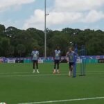 Harry Kane treina finalizações antes da Copa