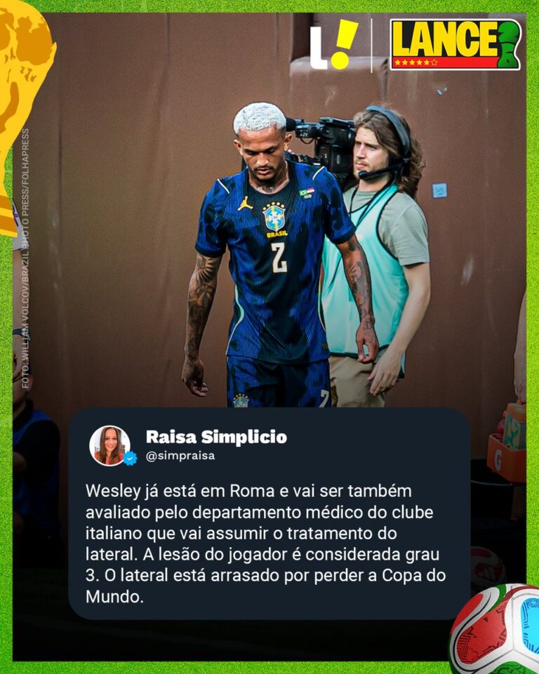 Lesão tira Wesley da Copa do Mundo