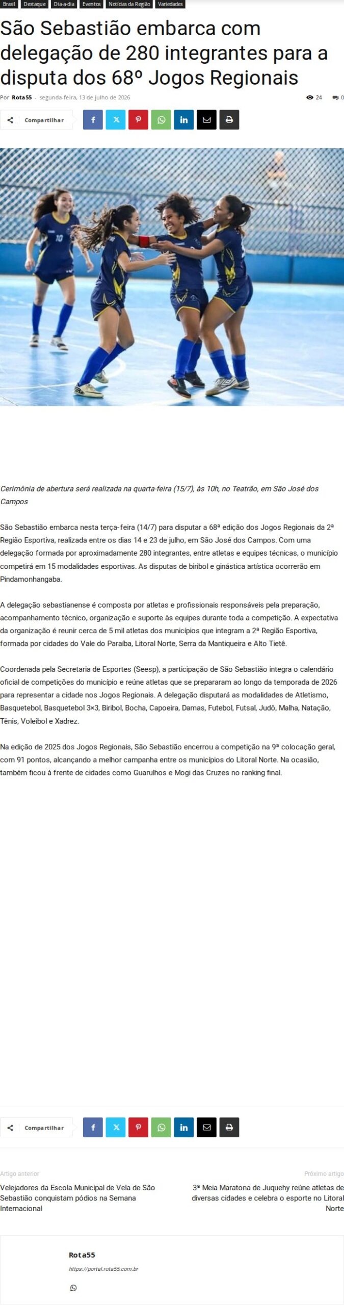 São Sebastião envia 280 atletas aos Jogos Regionais