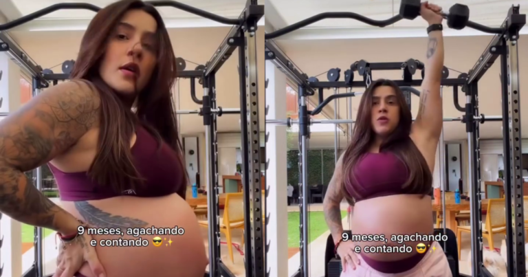 Lauana Prado treina na academia aos 9 meses