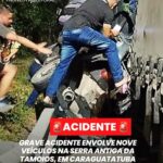 Acidente envolve nove veículos na Serra Antiga de Caraguatatuba