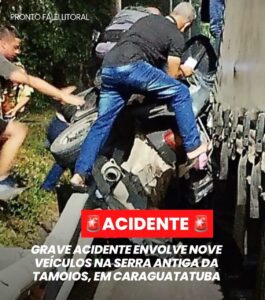Acidente envolve nove veículos na Serra Antiga de Caraguatatuba