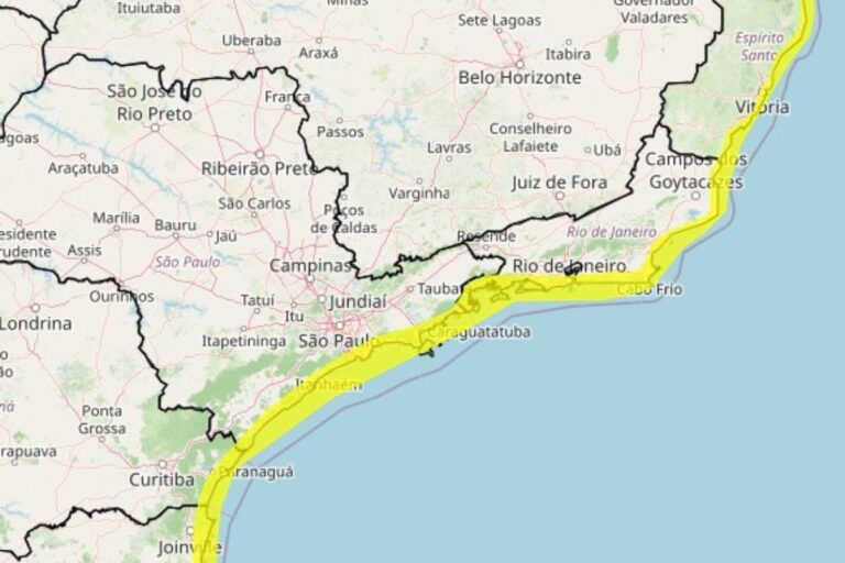 Inmet emite alerta de ventos costeiros