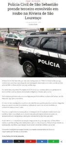 São Sebastião prende terceiro suspeito de roubo em Bertioga
