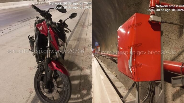 Motociclista morre após colisão em túnel da Tamoios