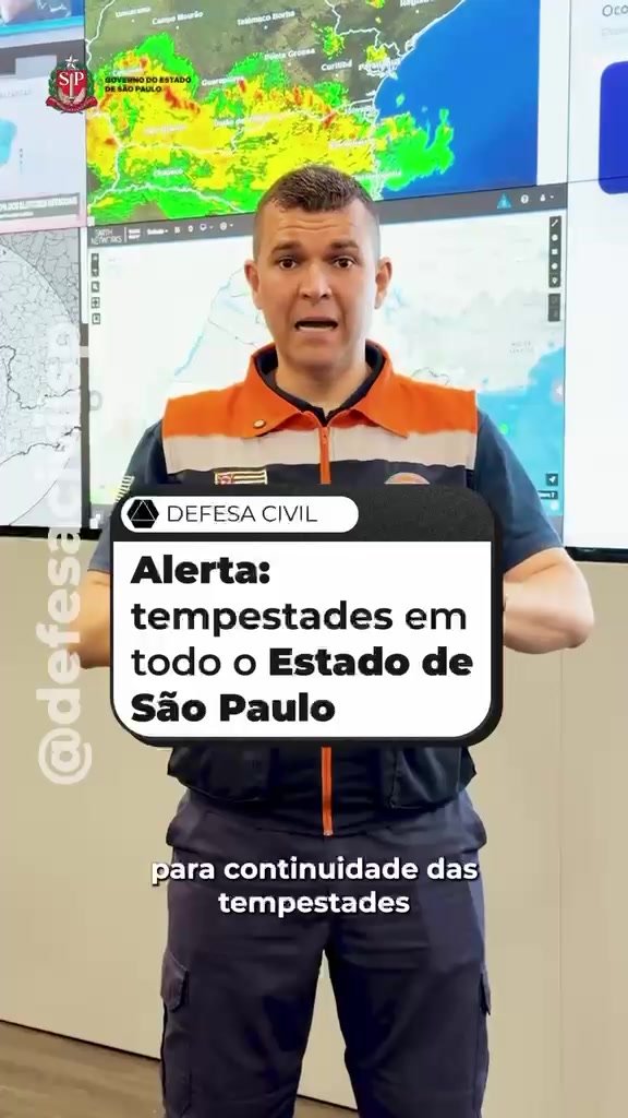 Alerta: tempestades em todo o Estado de São Paulo. A segunda (31) e a terça-feir