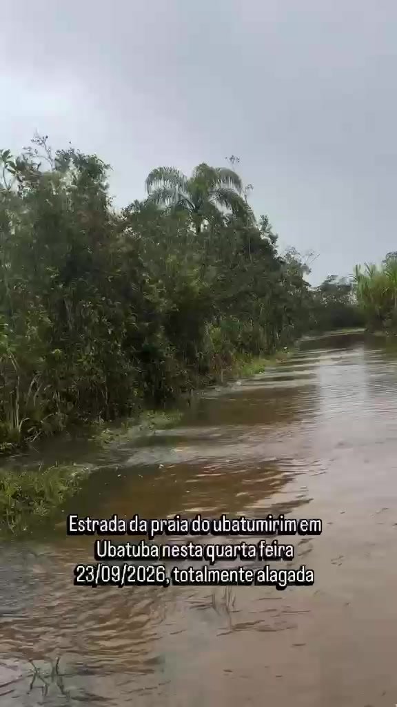 Estrada da Praia do Ubatumirim Ubatuba totalmente alagada nessa