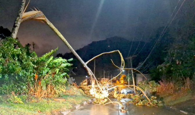 Chuva e ventos fortes causam danos no Litoral Norte