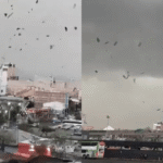 Gustnado levanta telhado e objetos na rodoviária de Santiago